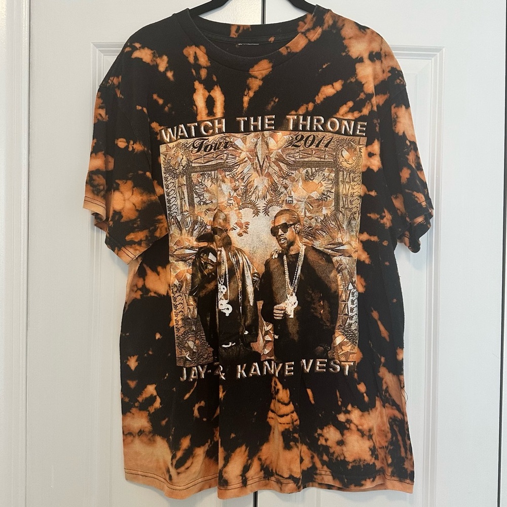VINTAGE ✨ Bleach Dyed Watch The Throne Tour Concert Tee - Size Large